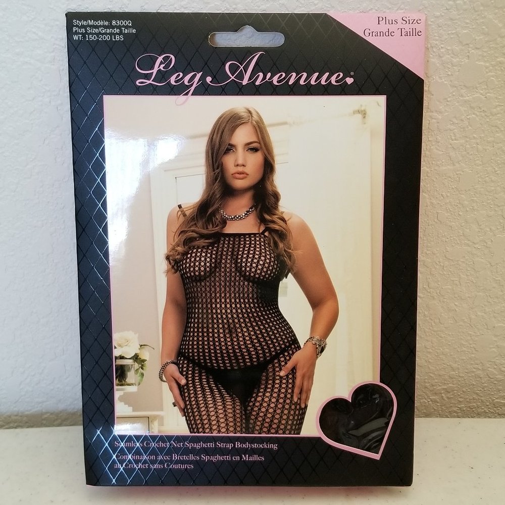 Leg Avenue Seamless Crochet Net Body-stocking Plus